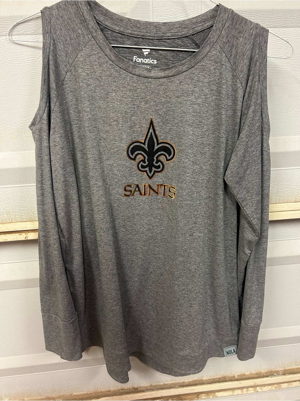 Fanatics Gray New Orleans Saints Long Sleeve Tee with Fleur-de-lis